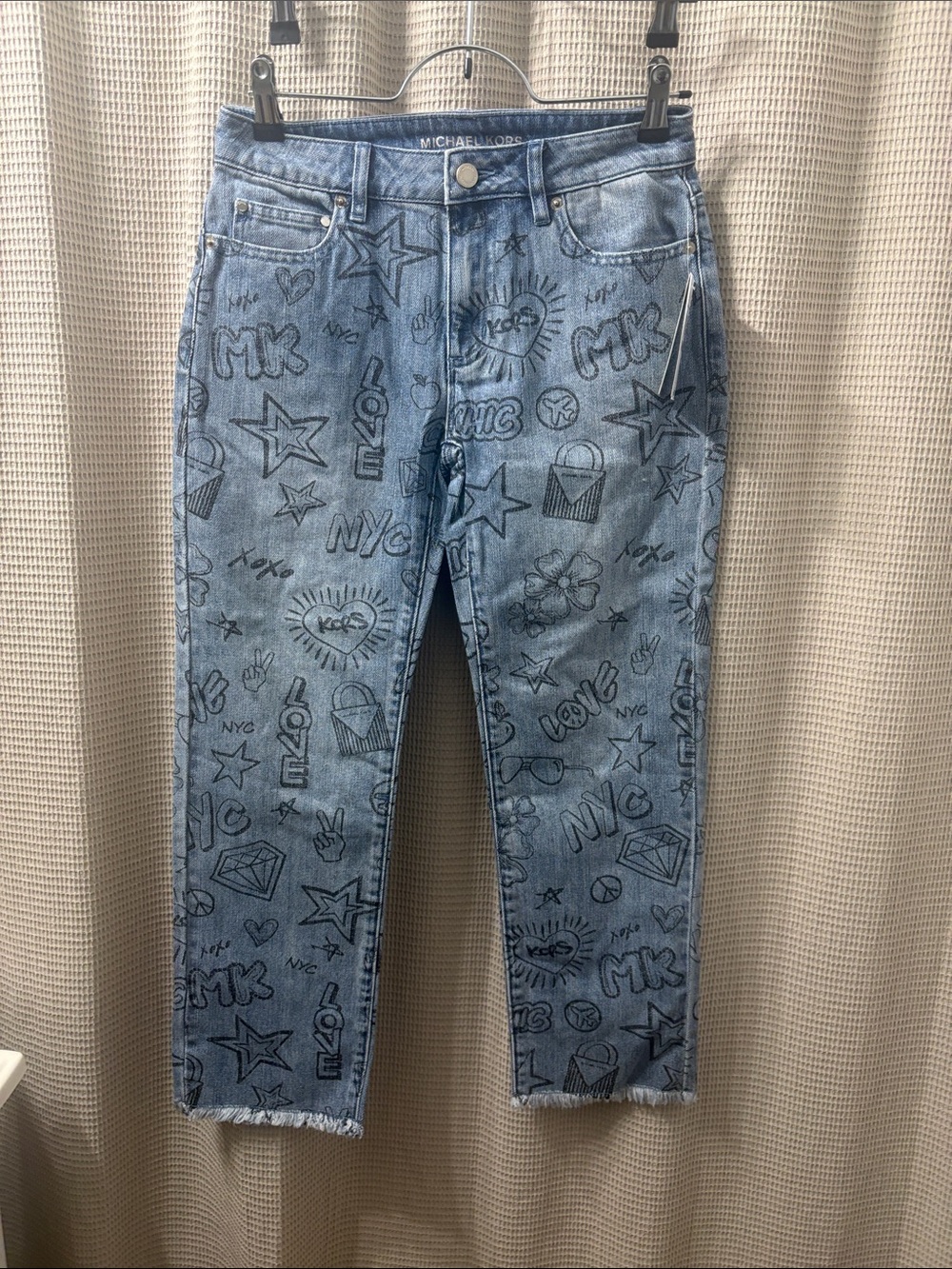 Michael Kors Light Blue Doodle Print Jeans
